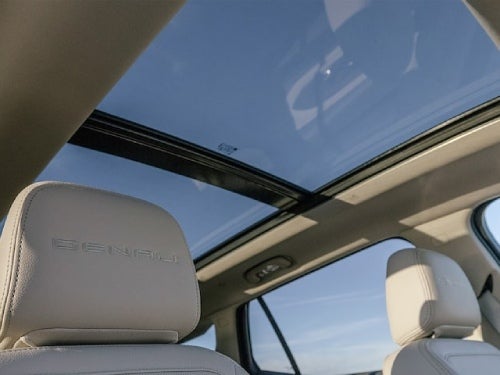 2024 GMC Terrain interior view looking up at skyscrape sunroof