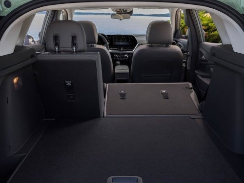2024 Chevrolet Trax close up view of back seats laid down showing large cargo area