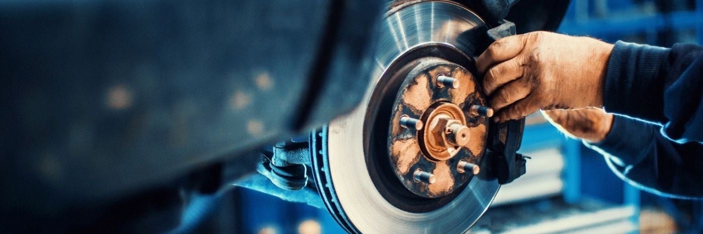 Close up view of a vehicle's brake rotor